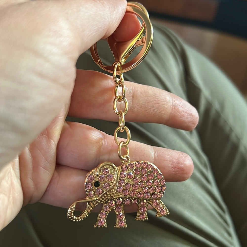 Elephant Rhinestone Keychain Purse Charm